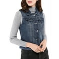 thumbnail image 4 of INSPIRE CHIC Women's Washed Denim Button Sleeveless Vest Jacket with Pockets XS Blue, 4 of 7
