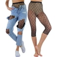 thumbnail image 4 of ToBeInStyle Women's Capri Footless Tights Micro Hearts Fishnet - One Size, 4 of 6