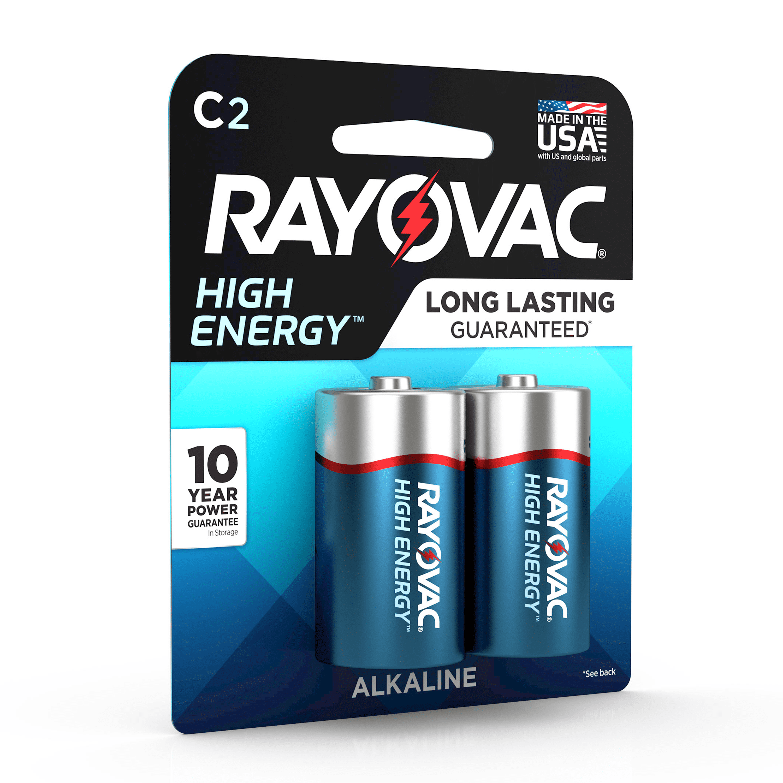 Rayovac High Energy Alkaline, C Batteries, 2 Count
