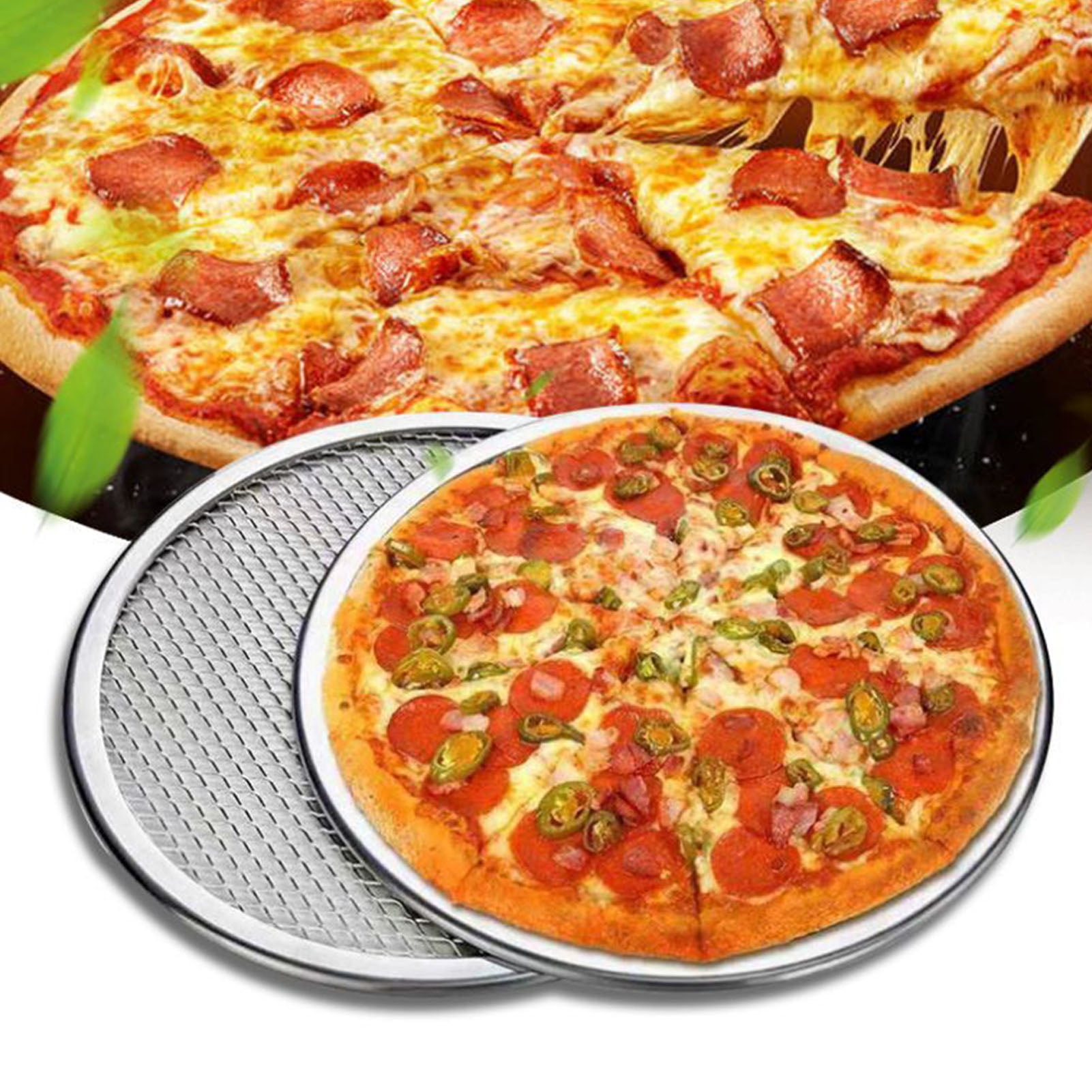 Cutter Pizza Baking Pan Set Nonstick Tray With 12" Large Peel Server,Oil Brush 