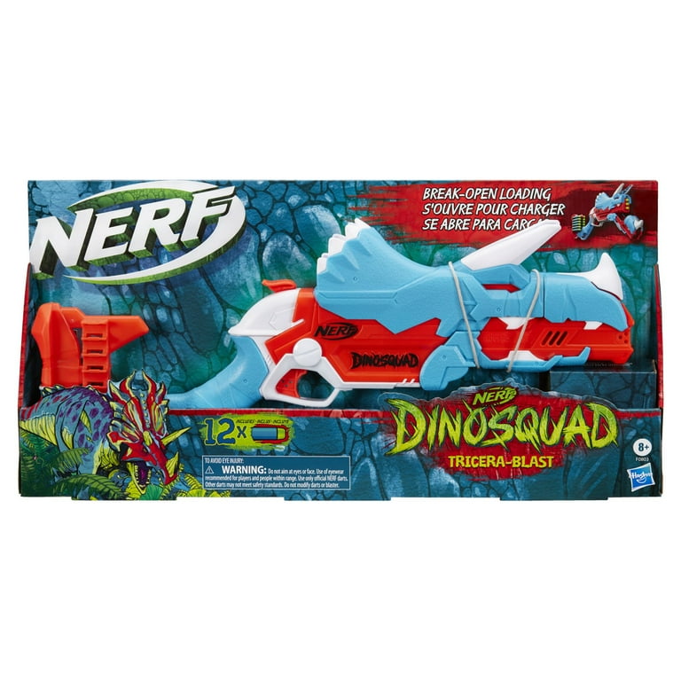 Nerf DinoSquad Tricera-blast Dart Blaster Dinosaur Toy, 12 Nerf Elite  Darts, Triceratops Design 