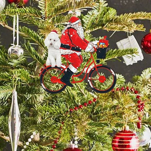 Fiudx Colgante de Papá Noel, Adorable Cachorro de Acrílico, Adorno Colgante para Árbol de Bicicleta, Accesorio para Oficina y Coche, Diseño de Colores Vibrantes, Ideal para Navidad y Acción de Gracia