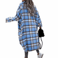 thumbnail image 4 of Cardigan Long à Carreaux pour Femmes Veste Surchemise Manches Longues Décontractée Automne, 4 of 4