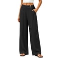 thumbnail image 2 of JYnXIANTI Wide Leg Pants for Women Loose Flowy High Waist Pants Breathable Beach Trousers Travel Outfit with Pockets(Black,Small), 2 of 7