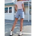thumbnail image 6 of Womens Jean Shorts for Denim Casual Summer Mid Waist Frayed Stretchy Ripped Light Blue S, 6 of 8