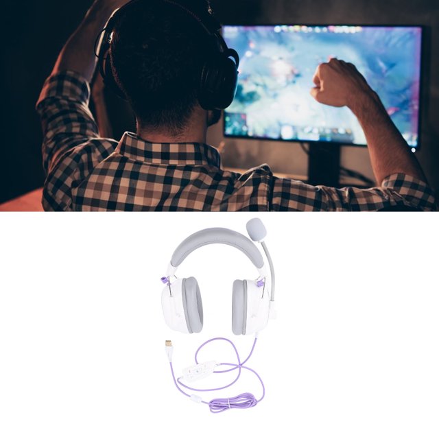 Casque de Jeu à Résolution avec Écouteurs à Réduction de Bruit, Hi-Fi 7.1 Champ Sonore Ambiant Vif, Écouteurs Légers Circum-Auriculaires pour PC, Microphone Intégré