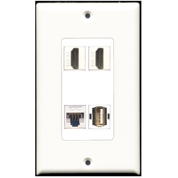 Ultra Spec Cables 2 Port HDMI 1 Port USB A-A 1 Port Cat5e Ethernet Wall Plate DecorZ