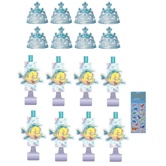 The Little Mermaid Ariel Party Party Noisemakers includes Party Hats Tiara, 16 Count