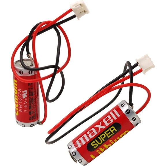 2Pcs ER10/28 3.6V PLC Battery with Plug for FX2NC-32BL PLC Battery ER10/28 ER10280 Battery