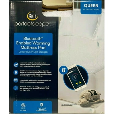Serta Queen-Mattress Pad Perfect Sleeper Bluetooth Enable Warming Mattress Pad, Queen
