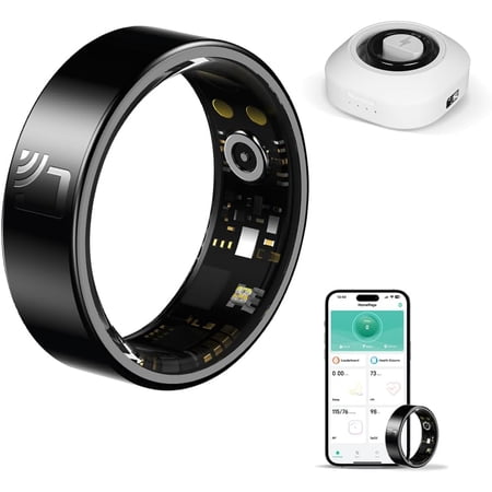 Waterproof Ceramic NFC Ring Smart Ring with Tech Features NFC Ring,Smart Ring- Flat Design, IP68 Waterproof Smart Ring for iPhone & Android Sizes 7-13 US Black Alloy