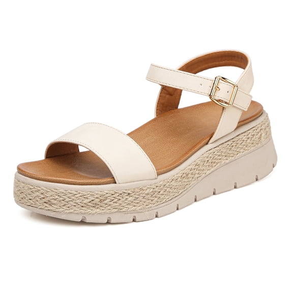 RDYLBU Womens Platform Espadrille Wedge Sandals Open Toe Adjustable Ankle Strap Comfortable Flatform Sandals