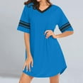 thumbnail image 2 of Loopsun Plus Size Nightgowns for Women, Women Summer Short Sleeve V-Neck Fashion T-Shirt Dress Casual Sleepshirt Blue XXL, 2 of 5