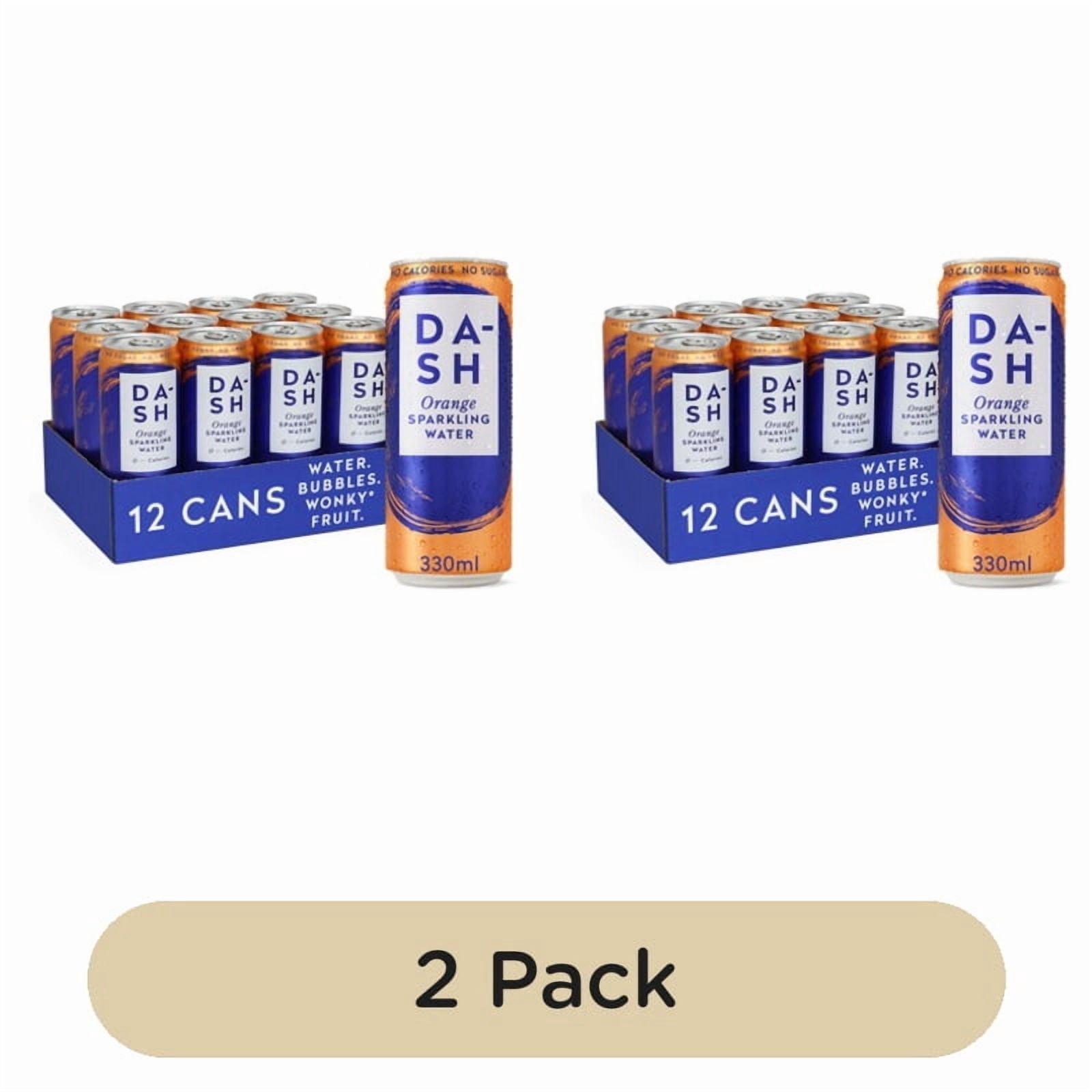 DASH Orange Infused Sparkling Water 12 x 330ml, British Import (Pack of 2)