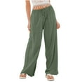 thumbnail image 3 of Up to 65% off! Plus Size Sweatpants for Womens High Waist Casual summer casual solid color linen wide-legged pants bohemian wind beach pants drawstring loose pants elastic waist casual pants pants, 3 of 7