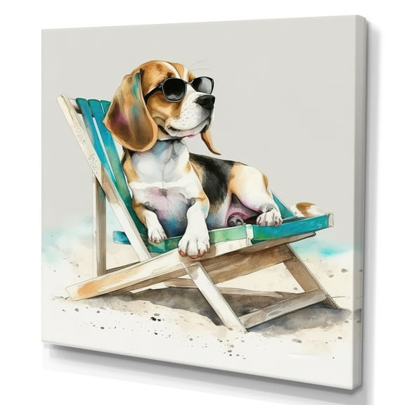 Designart Dog On The Beach II Canvas Wall Art