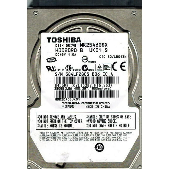 Toshiba MK2546GSX 250GB HDD2D90 B UK01 S CHINA