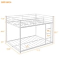 thumbnail image 4 of Low Bunk Bed Full Over Full, Modern Metal Bunk Bed with Safety Guardrails and Ladder, Heavy Duty Bunk Bed Frame for Kids Teens Adults, No Box Spring Needed White, 4 of 7