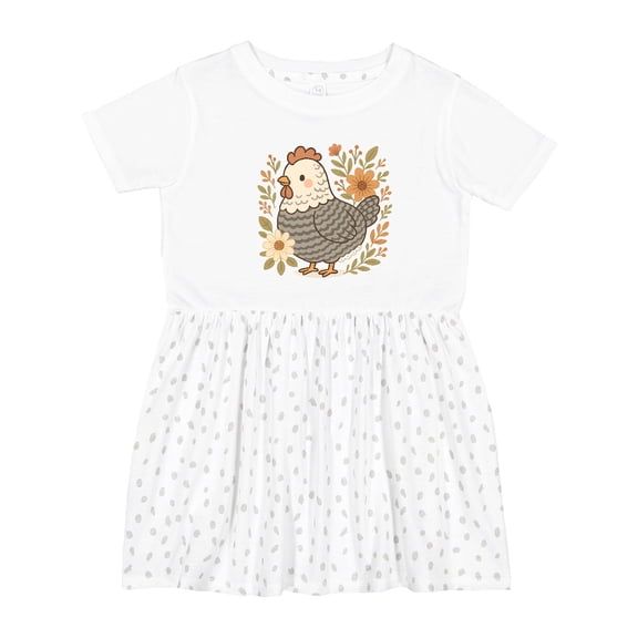 Inktastic Chicken Flowered Cottagecore Girls Toddler Dress