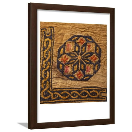 - A Coptic Textile Fragment Containing a Medallion with a Corner Border Framed Print Wall Art