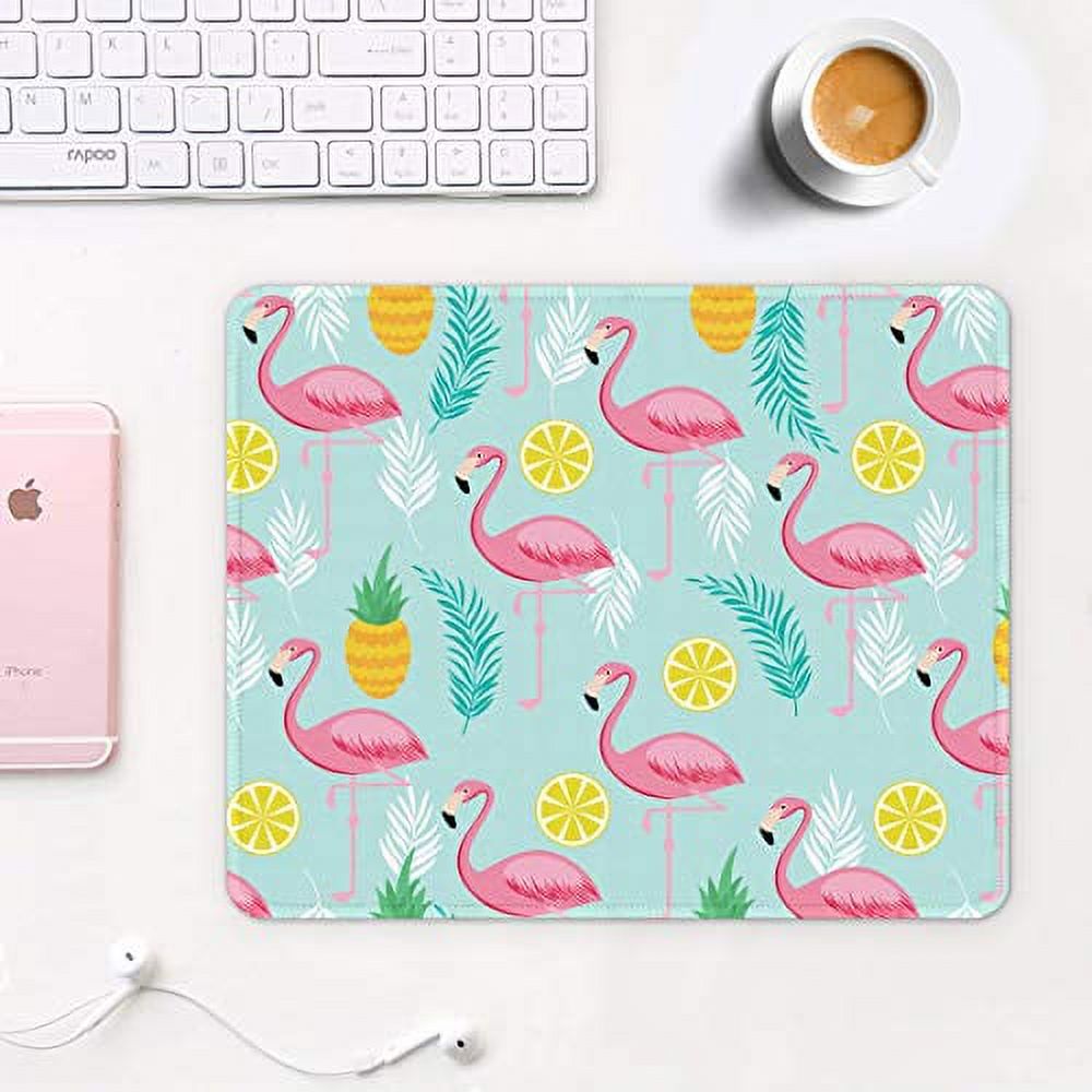 Auhoahsil Mouse Pad, Square Flamingo Design Anti-Slip Rubber Mousepad with Durable Stitched Edges for Gaming Office Laptop Computer PC Men Women, Cute Custom Pattern, 9.8 x 7.9 Inch, Tropical Style - image 5 of 7