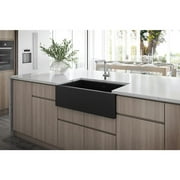 Ruvati 30-inch Matte Black Fireclay Offset Drain Kitchen Sink Single Bowl