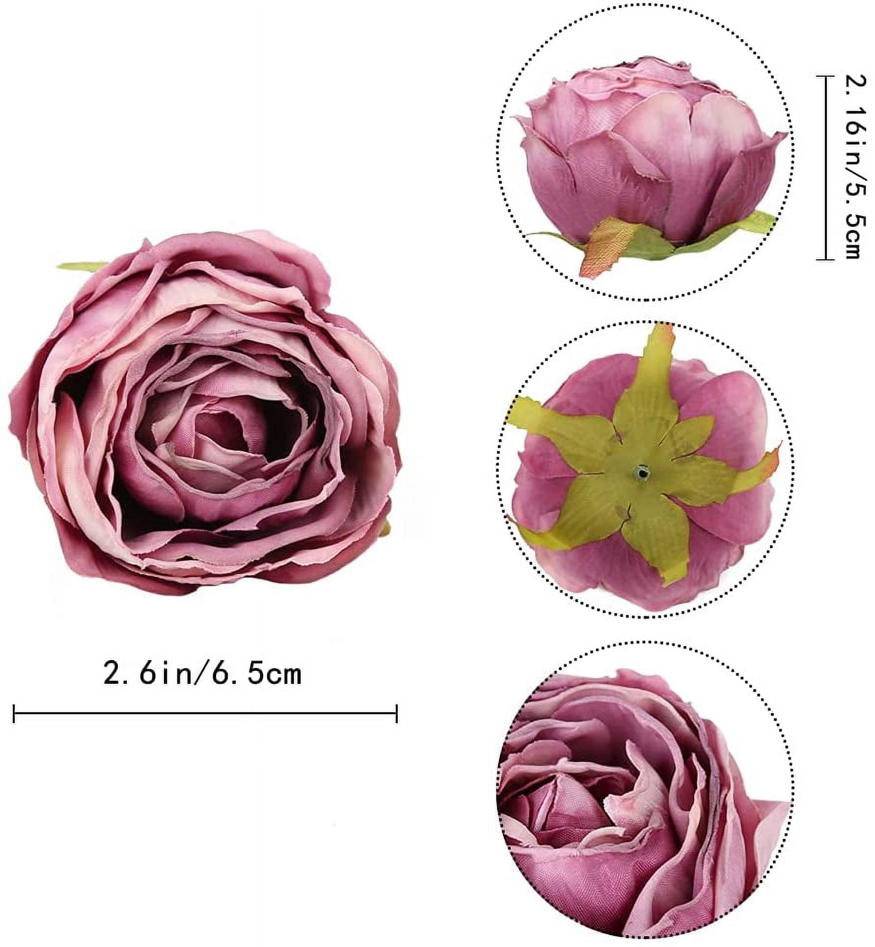 Roses Heads Dried Silk Flowers Fake Roses Heads for Floral Arrangements Roses Artificial Flowers for Silk Bouquet Bulk Wedding Flowers in Purple Bulk Silk Roses (Light Pink Purple Mixed)