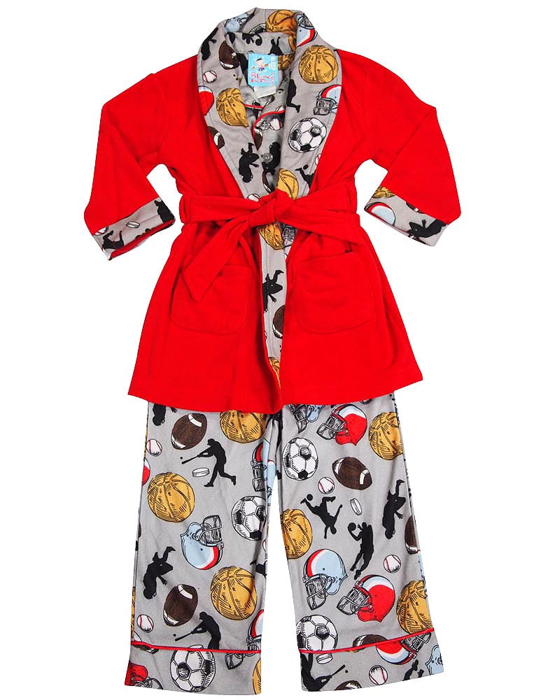 Bunz Kidz Baby Boys Robe and Pajama Set Male Fleece Sleep Sets Red 12M