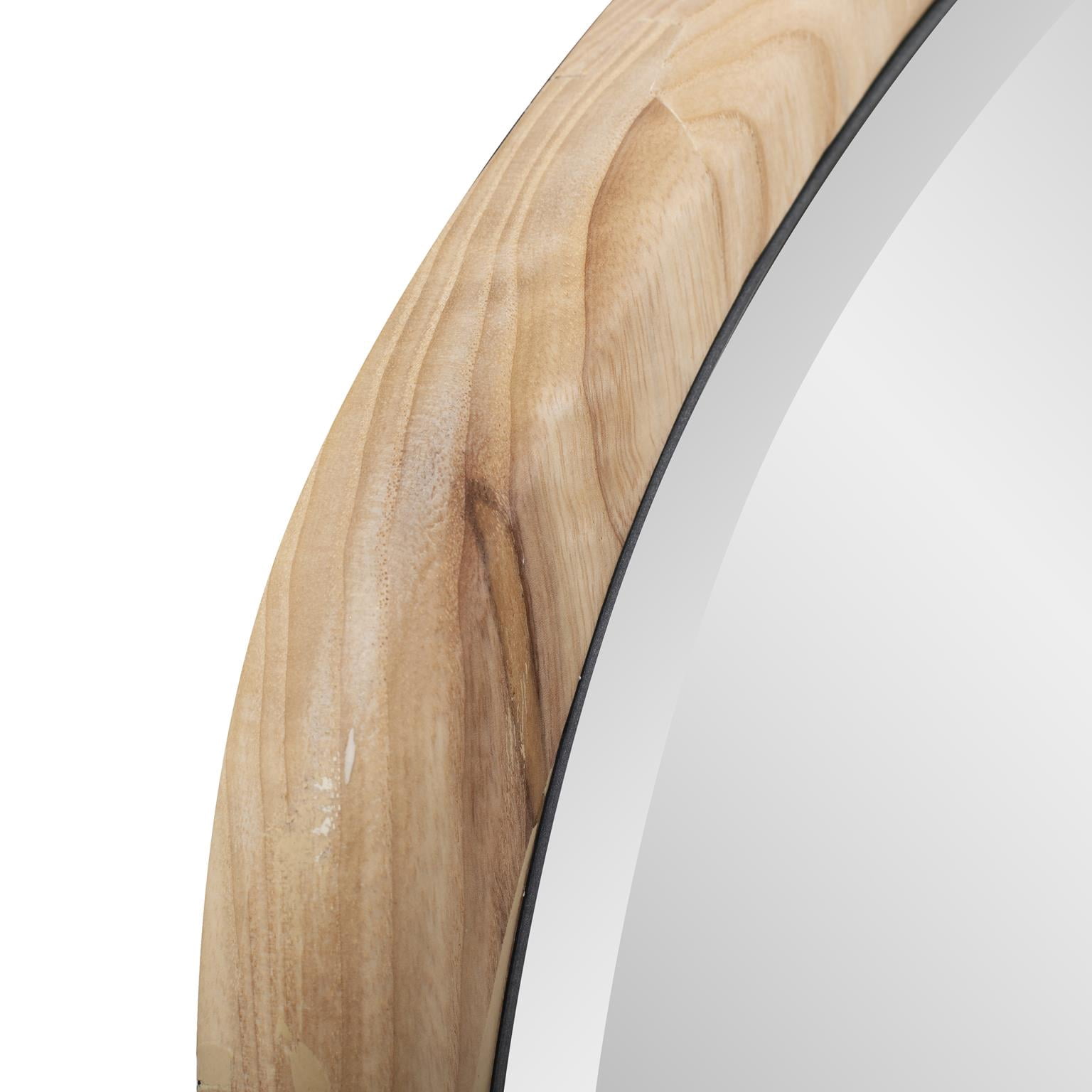 Tyler Dillon Asymmetrical Bleached Oak Wood Framed Wall Mirror - 14"W x 16"H
