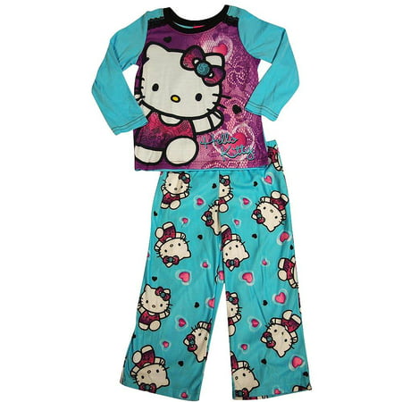 Hello Kitty - Big Girls Long Sleeve Hello Kitty Pajamas Turquoise / 8