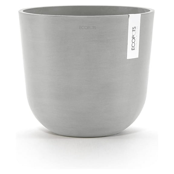Oslo Durable Modern Round Indoor/Outdoor Recycled-Based Composite Flower Pot Planter, White Grey, 10"