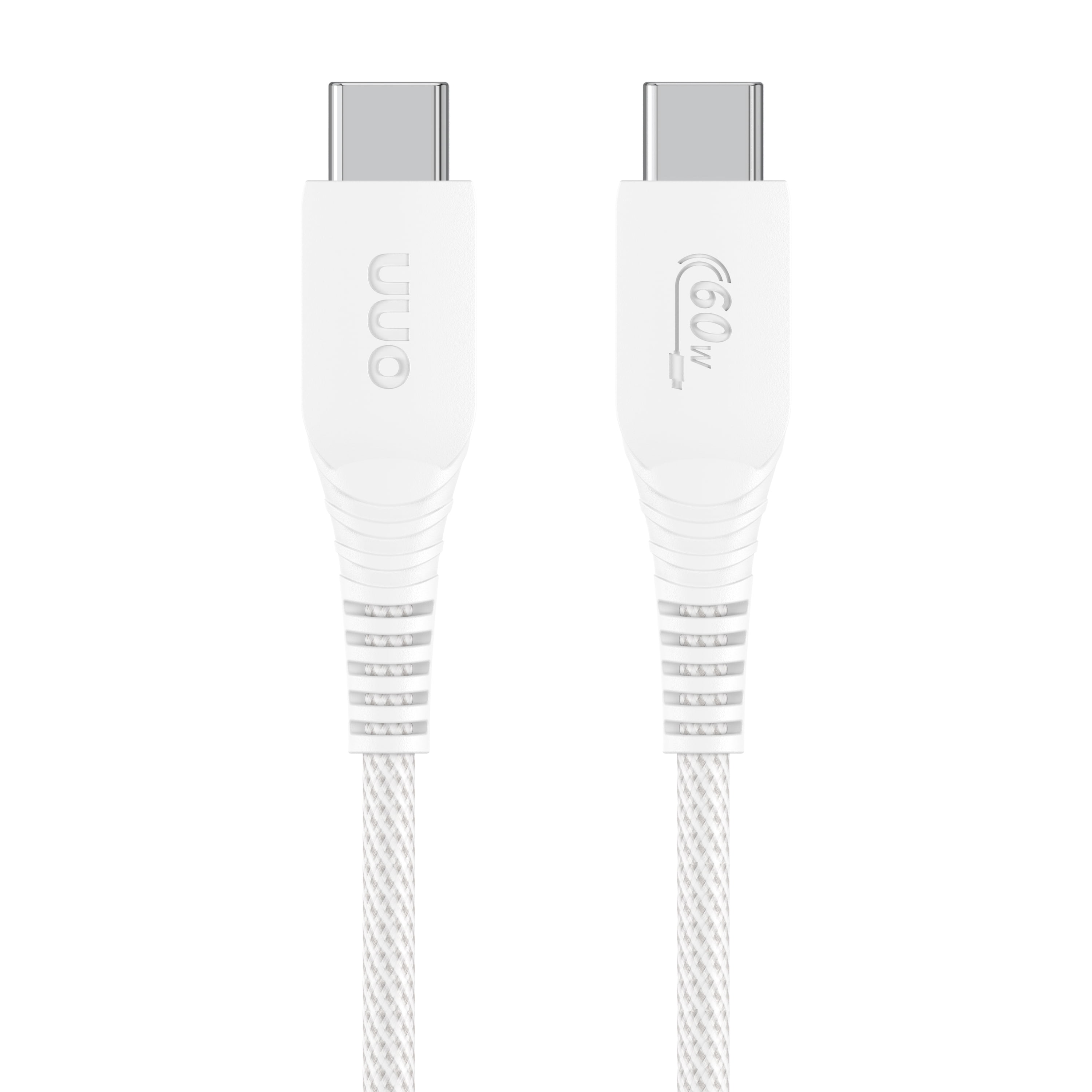 (2 pack) onn 3ft USB-C To USB-C Braided Charging Cable, USB-IF Certified, White - Compatible with iPhone 16 Series, iPhone 15 Series, Samsung Galaxy, Note, Pixel Devices iPad Pro, & More