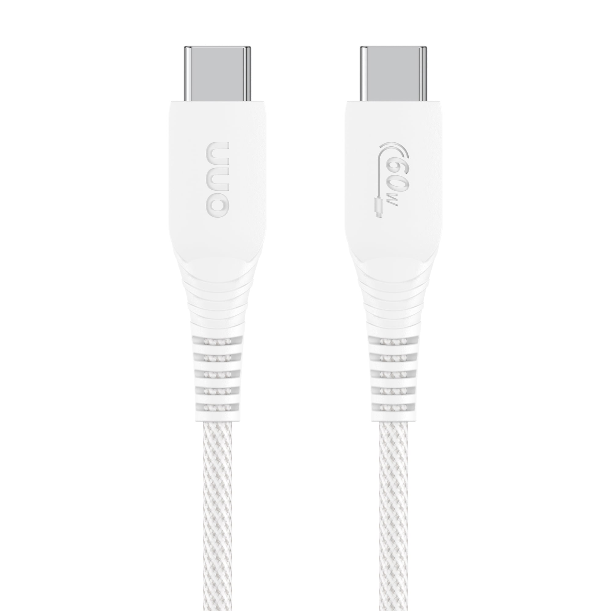 onn 3ft Braided USB-C Charging Cable, USB-IF Certified, White