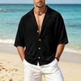 thumbnail image 6 of Men's Cuban Camp Collar Short Sleeve Button Down Casual Summer Beach Shirt with Pockets, 6 of 8