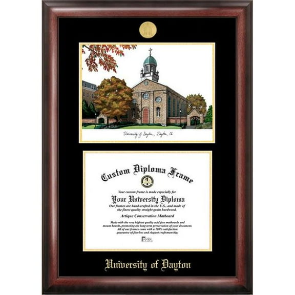 Campus Images OH994LGED-1185 8.5 x 11 in. University of Dayton Gold Embossed Diploma Satin Mahogany Frame with Lithograph