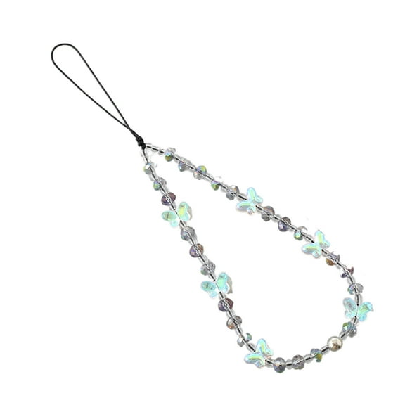 Acahhotxx Cellphone Chain, Beaded Lanyard Wrist Strap, Colorful Crystal Beads Chain Phone Charm Antilost Chain Cellphone Strap