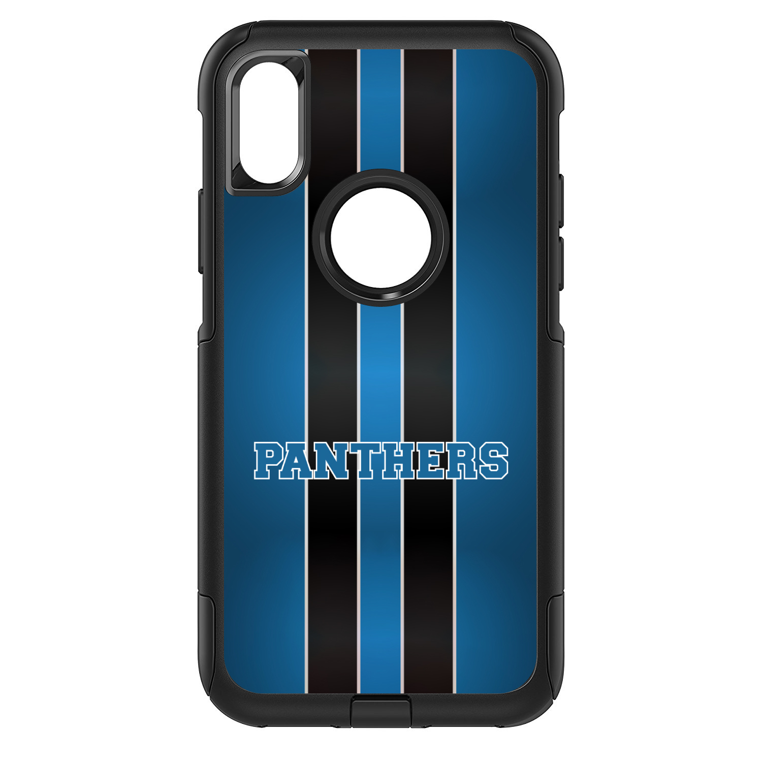 DistinctInk Custom SKIN / DECAL compatible with OtterBox Commuter for iPhone XR (6.1' Screen) - Blue Black Panthers - Football Team