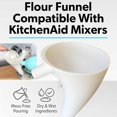 thumbnail image 2 of Flour Funnel for Kitchen Aid Mixer, Easy Pour No-Mess Attachment, Anti-Splash Accessory, Fits Tilt-Head 4.5–5 Qt (KSM150), Durable Dishwasher-Safe Baking Tool (White), 2 of 8