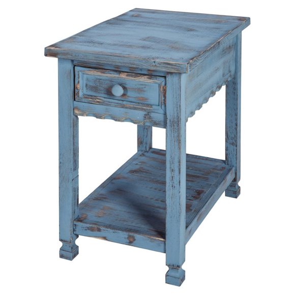 Alaterre Furniture Country Cottage Table d'Appoint Finition Antique Bleue