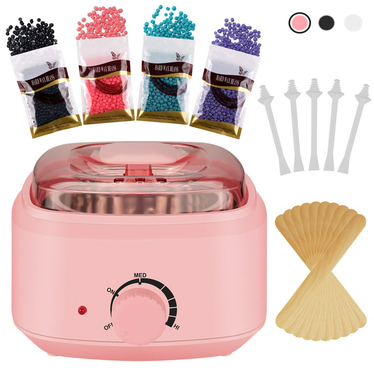 Pink Wax Melt Warmer Kit for Women Men Hair Removal,Waxing Kit with Wax  Beans