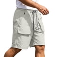 thumbnail image 3 of cllios Men's Hiking Shorts Elastic Waist Drawstring Multi Pockets Quick Dry Cargo Shorts for Camping Fishing Outdoor Gray XXXL, 3 of 10