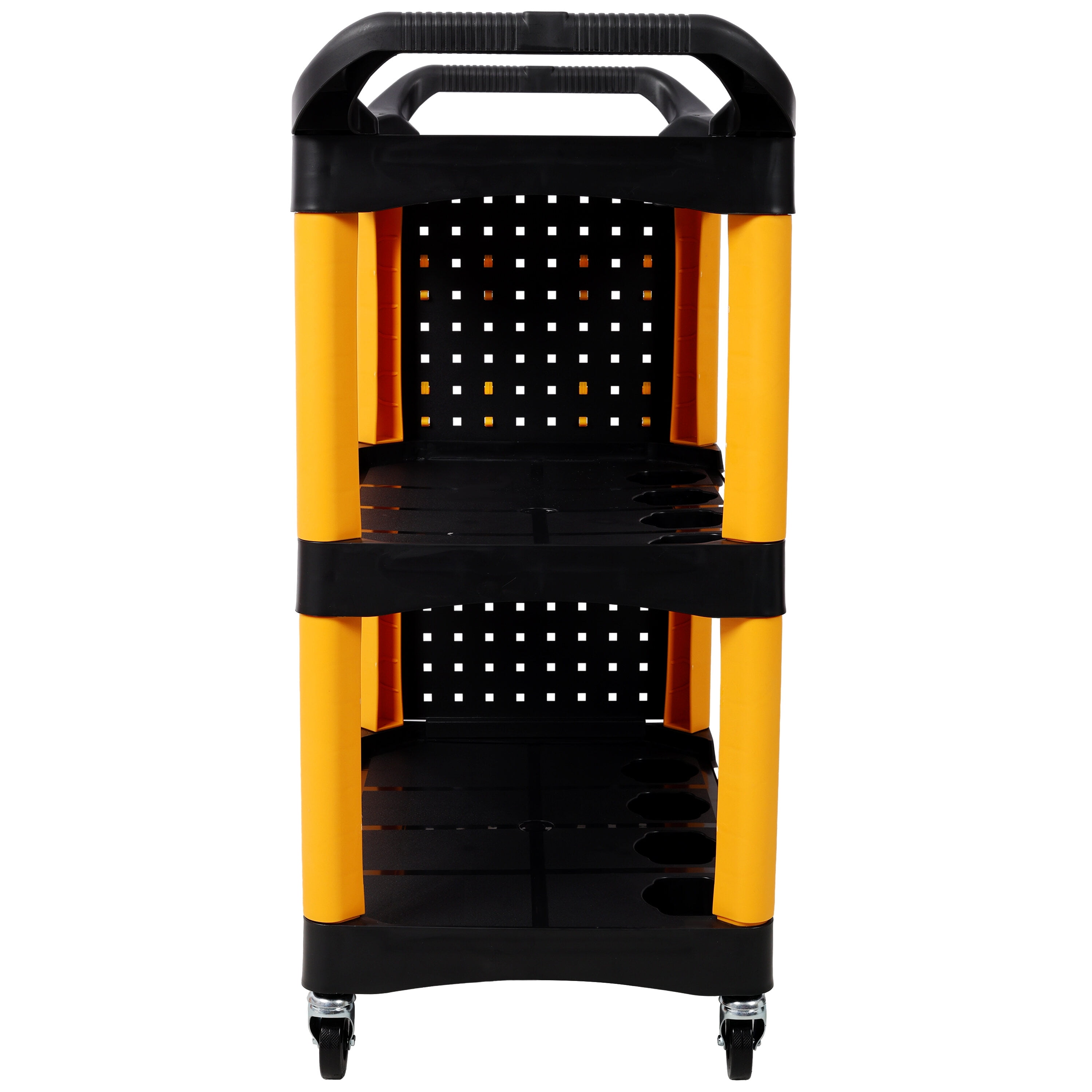 Tool Cart, 3 Tier Rolling Auto Detail Cart With Wheels,With Panel & Hook,for Detailers Garage, Workshop, Repair Shop, Storage Tool, Yellow&Black, Yellow+Black Tool Storage Cart,Mechanics Tool Cart
