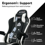 CELTOSS White Office Gaming Chair with Footrest & Lumbar Support, Ergonomic Adjustable Computer Chair with Swivel Seat & Headrest