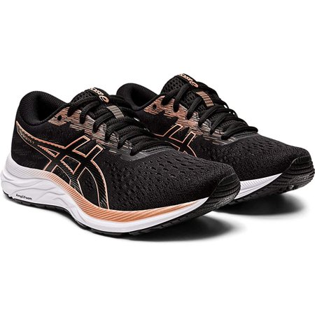black and rose gold asics womens