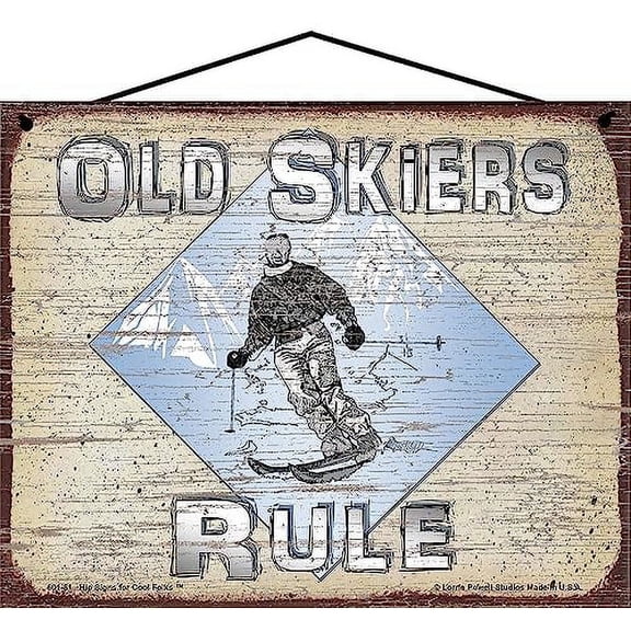 8x10 Old Skiers Rule Vintage Style Sign - Unique Snow Sports Wall Decor, Retro Skiing Theme, Perfect for Winter Chalet, Ski Lodge Accessory, Gift for Skiers