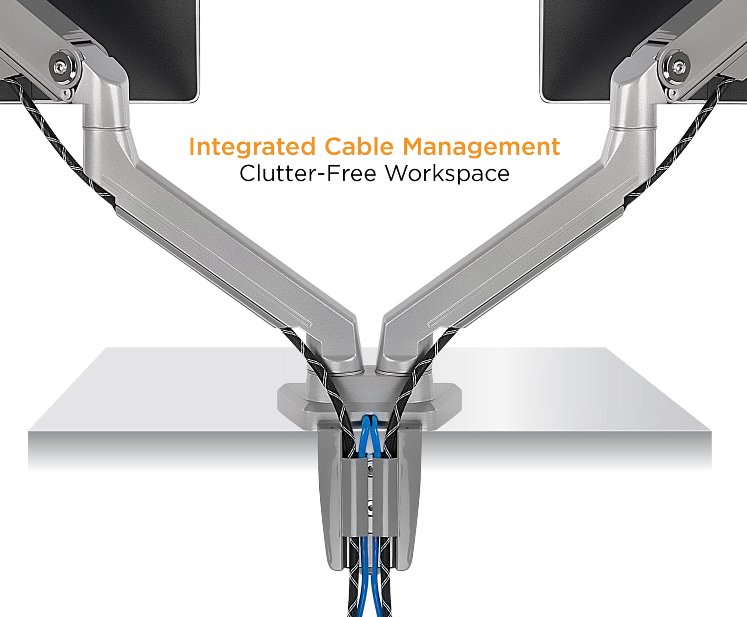 Mount-It! Dual Monitor Desk Mount w/ USB Ports | Fits 21-32 Inch Screens