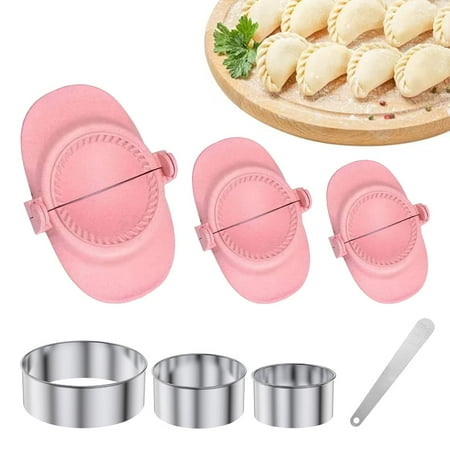 

7 Pack Empanada Maker Press Dumpling Maker Set with Dough Cutter Dumpling Mold Set for Pierogi Pastelitos Calzone Turnovers Chinese Dumpling Pink