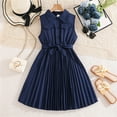 thumbnail image 2 of Rggeeun Toddler Kids Elegant Sash Tie Waist Ruffle Hem Sleeveless Dress For Girls Summer Casual Party Wear Trendy O-Neck Sundress, 2 of 9