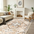 thumbnail image 4 of MeyJey 6'x9' Boho Area Rug for Living Room, Non-Slip Machine Washable Vintage Oriental Distressed Floor Carpet for Bedroom Dining Kitchen Nursery, Cream/Orange, 4 of 13