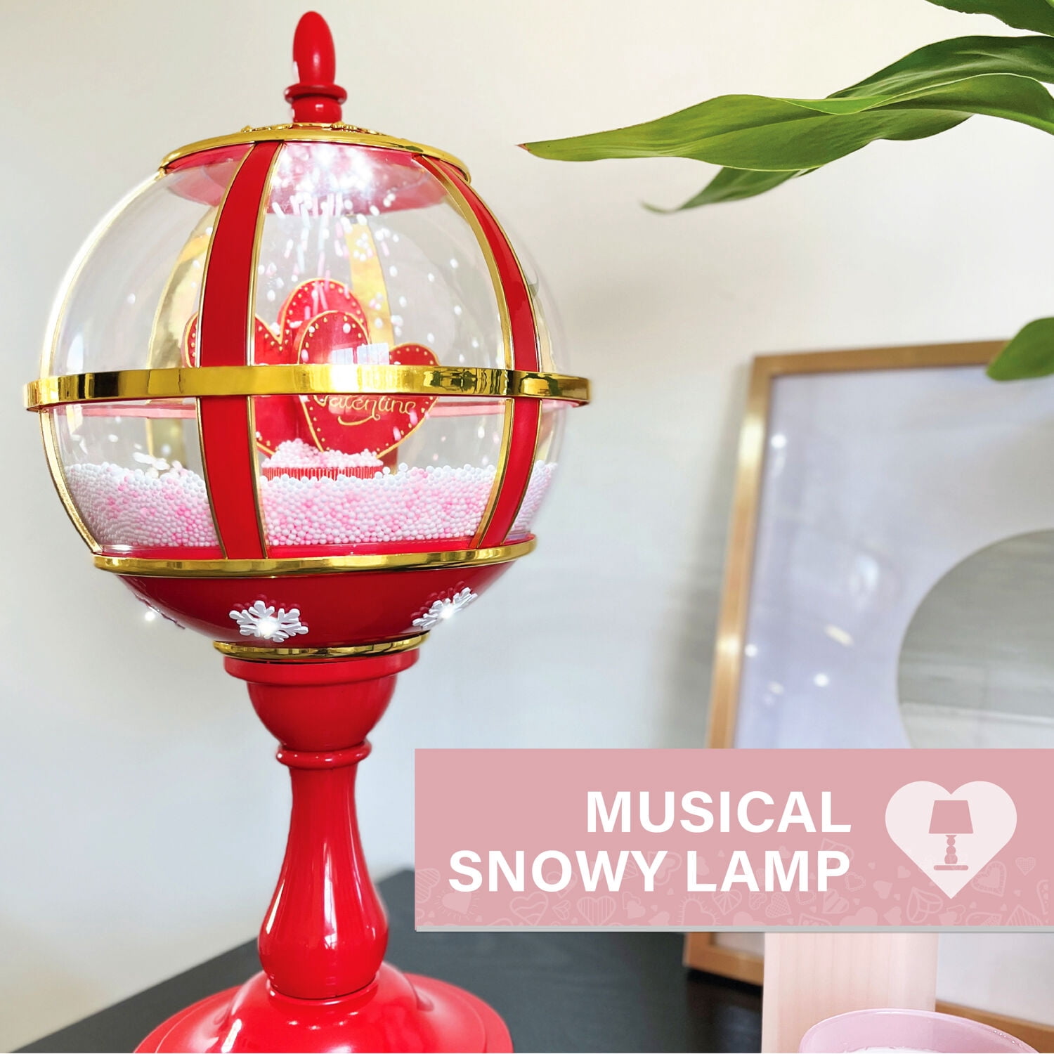 Fraser Hill Farm 23-In. Musical Snowy Tabletop Valentine's Day Lantern, FSTHEART023A-RD